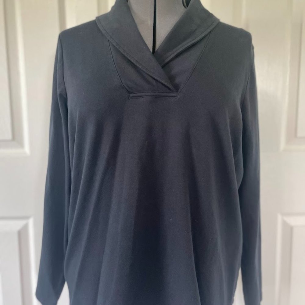 L.L. Bean Long-Sleeve Pullover w/ Shawl Collar (Black) 1X